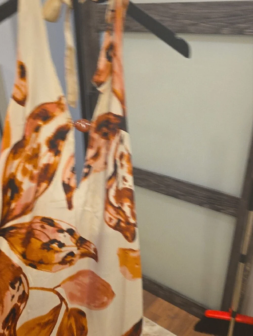 Free People Cream Halter Dress with Brown and Orange Floral Print - Picture 8 of 8